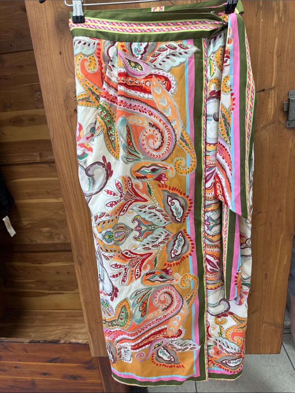 ANTONIO MELANI Multicolor Paisley Beach Wrap with Pink, Orange & Green - Picture 4 of 5